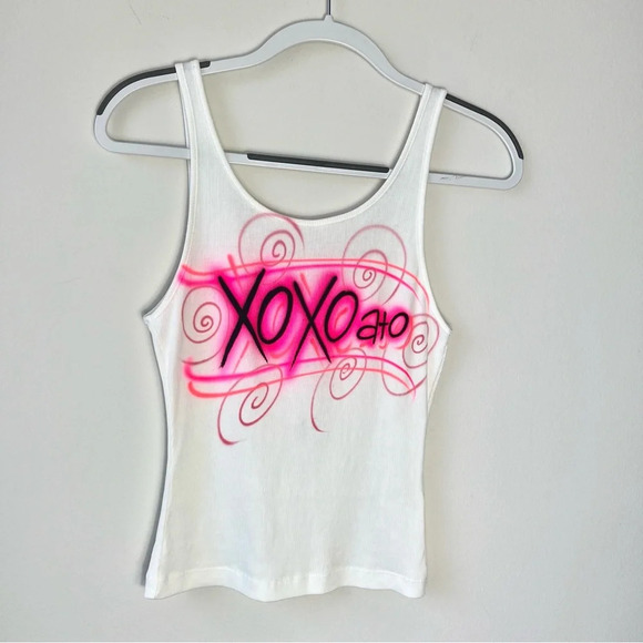 NWT Alice + Olivia Spray Paint Graffiti Graphic Ribbed Tank Top - Picture 1 of 6